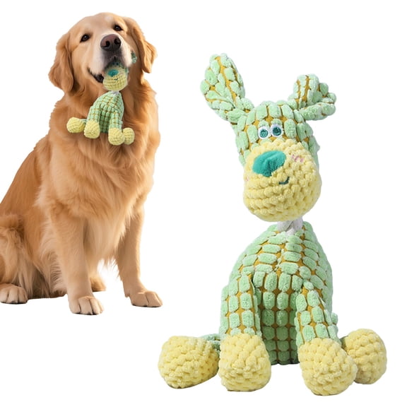 New Dog Toys, Indestructible Plush Dog Toy for Aggressive Chewers, Interactive Squeaky Soft Puppy Chew Toy, Durable Teething Toys for Small Medium Large Dogs