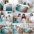 thumbnail image 5 of Green Brown Duvet Cover Set Kal King Size, Gradient Wood Grain Farmhouse Retro Striped 4 Piece Soft Microfiber Bedding Set with 1 Duvet Cover, 1 Flat Sheet, 2 Pillowcases, 5 of 9