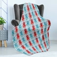 thumbnail image 4 of Octopus Soft Flannel Fleece Throw Blanket, Heart Shapes Love Themed Marine Inspired Animal Pattern Happy, Cozy Plush for Indoor and Outdoor Use, 60" x 80", Dark Coral Pale Blue, by Ambesonne, 4 of 5