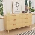 thumbnail image 2 of Feishominoo Fluted Dressers with 6 Drawers for Bedroom, Home Boho Wide Wood Chest of 6 Drawers Storage Organizer for Living Room Hallway Nursery, Oak, 2 of 9