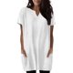 thumbnail image 1 of Camisetas Casuales de las Mujeres Sueltas Cómodas Manga Corta Cuello en V con Bolsillo Largo Color Sólido Superior para el Ocio de Verano Y Primavera, 1 of 5