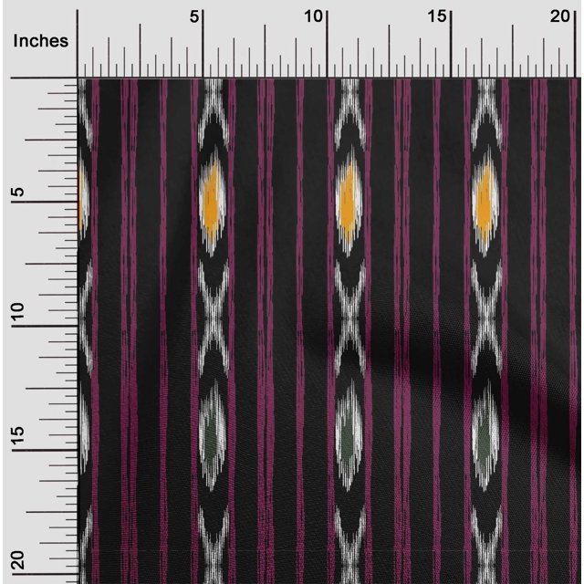 oneOone Georgette Viscose Fabric Stripe Ikat Print Fabric By The Yard 42 Inch Wide