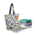 thumbnail image 2 of FORMRS Womens Canvas Tote Bag with Zipper Inner Pocket Shoulder Handbag, White Doodle Pattern, 2 of 7