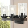 thumbnail image 4 of JONATHAN Y Bungalow 22.75" 3-Light Iron/Seeded Glass Rustic Farmhouse LED Vanity Light, Oil Rubbed Bronze, 4 of 8