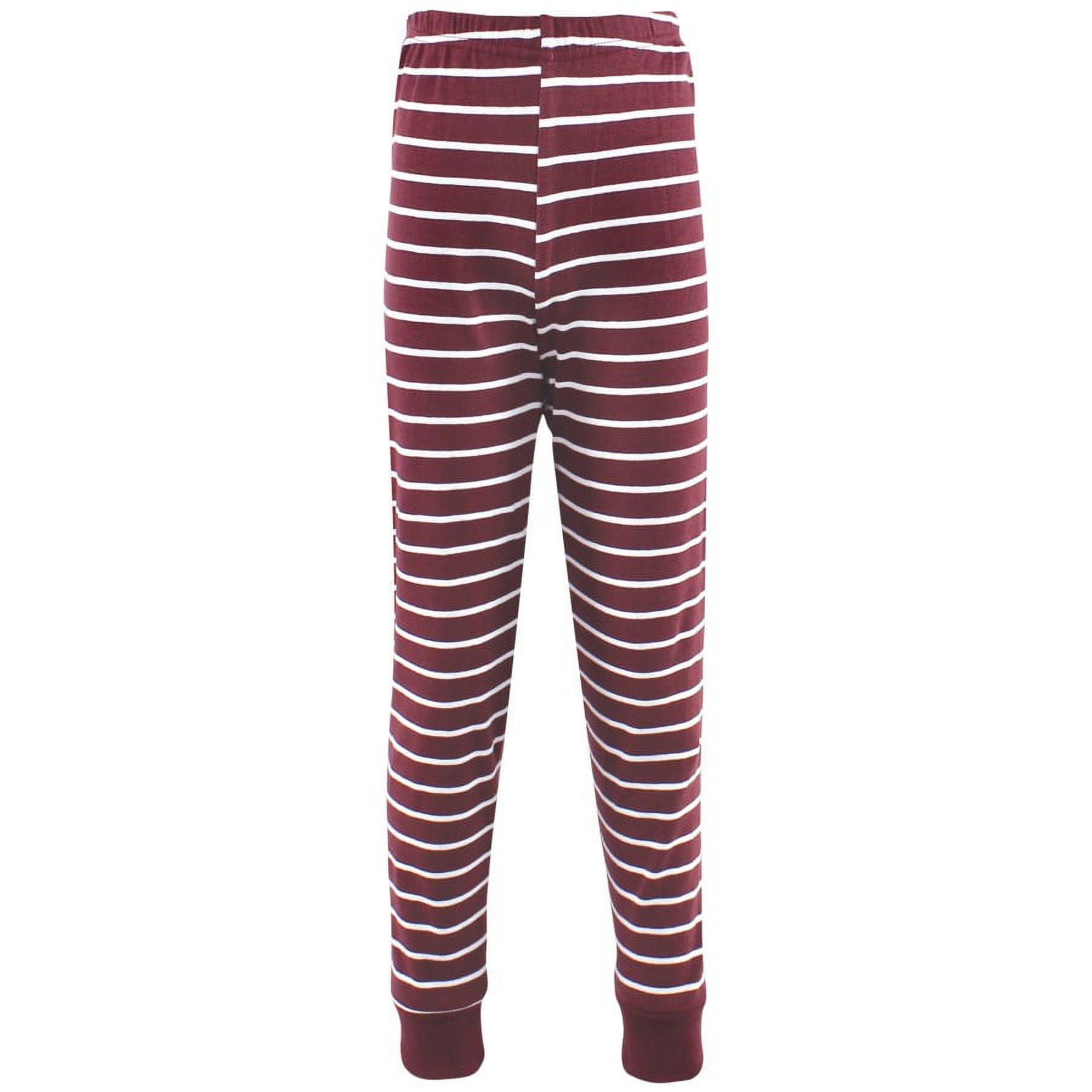 Hudson Baby Infant and Toddler Cotton Pajama Set, Burgundy Stripe, 4 Toddler