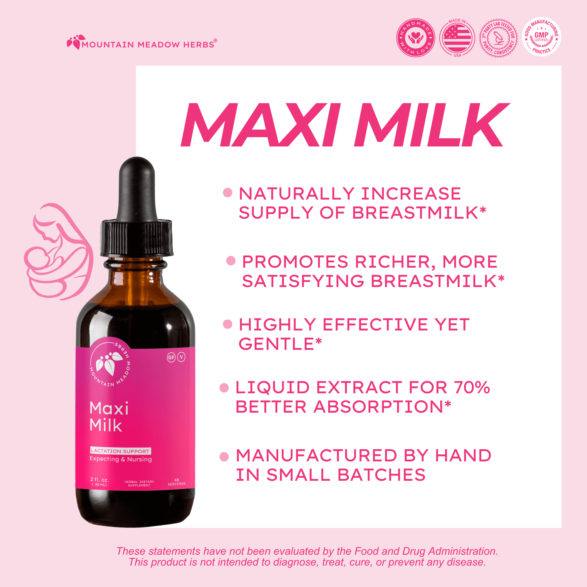 Mountain Meadow Herbs Maxi-Milk - 2 oz - All Natural Liquid Lactation Supplement with Chaste Tree Berry
