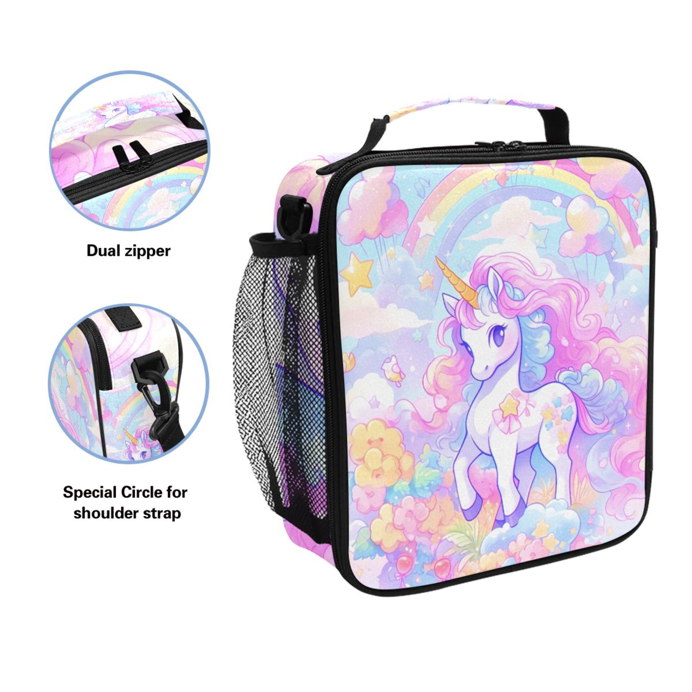ALAZA Unicorn with Rainbow Lunch Box Insulated Lunch Bag Reusable Thermal Cooler Tote School Picnic