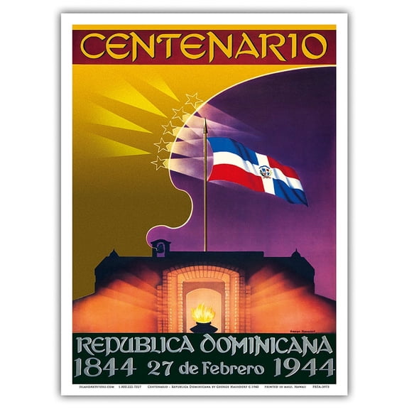 Centennial - Dominican Republic - 27th of February 1944-1844 - Vintage Travel Poster by George Hausdorf c.1940 - Master Art Print (Unframed) 9in x 12in