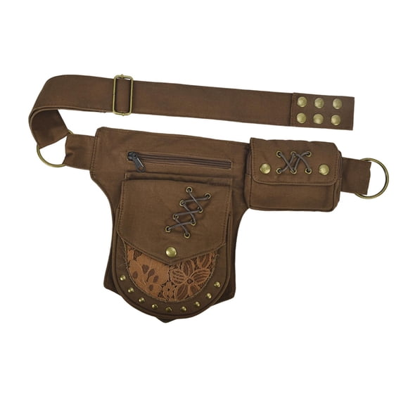 tamizeot Sac Banane Durable avec 4 Poches de Rangement pour Plusieurs Articles, Magasinage de Rue et Randonnée, Durable et Léger. Fi Marron 35x26x3cm