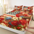 thumbnail image 4 of Manfei Cardinal Bird Floral Bed Sheets,Vintage Usa Flag Full Size Sheets,4pcs,1 Flat Sheet, 1 Fitted Sheet and 2 Pillowcases, 4 of 6
