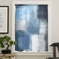 thumbnail image 4 of Navy Blue Ombre Semi Sheer Curtains Drapes for Living Room, Bedroom, French Doors Window 96 Inches Long, Modern Oil Painting Geometric Rod Pocket Chiffon Curtain Drapery Voile Draperies Panel, 4 of 6