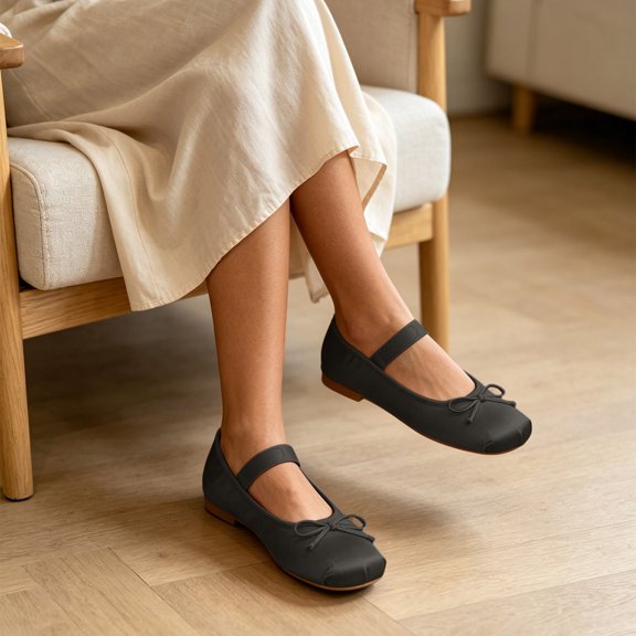 Aobny Slip On Shoes Shoes Women Wedge Teacher Shoes Pumps Flat Shoes Shoes Soft Toe Square Toe Black Womens Shoes Casual,Size 39