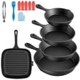thumbnail image 1 of Juego de 5 Sartenes de Hierro Fundido, Cast Iron Skillet con Espátula y Guantes, Cacerolas de Hierro Fundido Antiadherentes, Ideal para el hogar, la cocina y el camping, 1 of 8