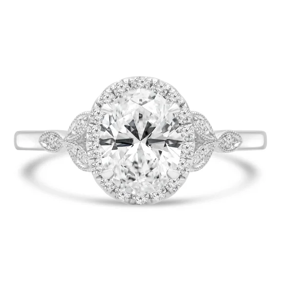 Halo Diamond Engagement Ring, 1.8 Ct Oval Simulated Diamond, Gourgious Diamond Wedding Ring, 14K White Gold Plated, Promise Anniversary Gift For Women's