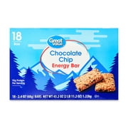 Great Value Energy Bar, Chocolate Chip, 2.4 oz, 18 Count