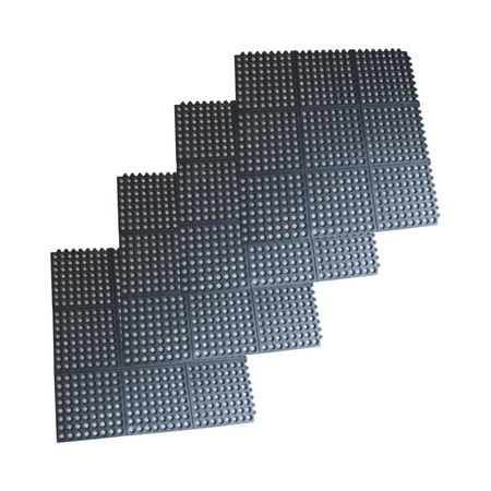 Black 3 x 3 ft Interlocking Rubber Mats - 4 Pack