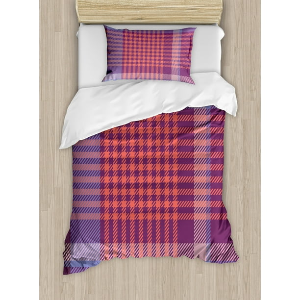 Checd Duvet Cover Set Retro British Irish Cultural Pattern Of Tartan Abstract Celtic Design Decorative Bedding With Pillow Shams Purple Lavender Orange By Ambesonne Com - Purple Gingham Twin Bedding Checd Duvet Cover Set Retro British Irish Cultural Pattern Of Tartan Abstract Celtic Design Decorative Bedding With Pillow Shams Purple Lavender Orange By Ambesonne Com - Purple Gingham Twin Bedding