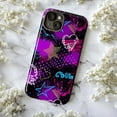 thumbnail image 5 of Graffiti Pop Art Phone Case, Purple Neon Star and Heart Design iPhone Cover, Cool Retro Artistic Protective Case for iPhone 17 16 15 14 13 12 11 Pro Plus Mini, 5 of 6