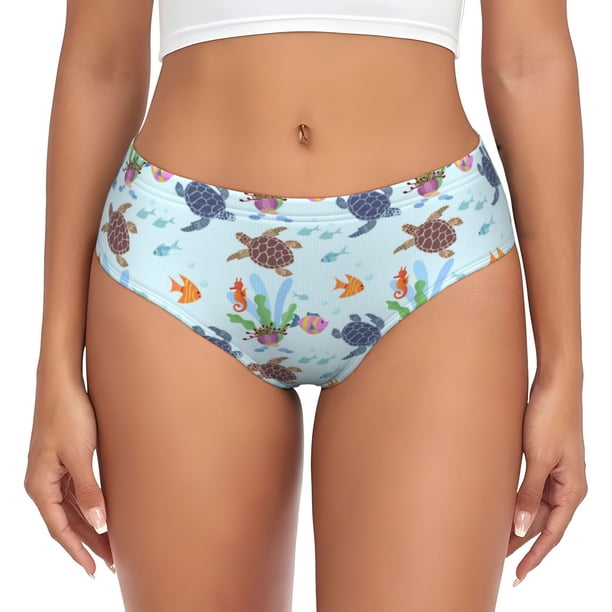 Fotbe Turtle Calzones Estampados para Mujer – Ropa Interior de Algodón, Cómoda, Suave y Elástica-X-Large