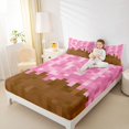 thumbnail image 4 of Homewish Pink Pixelate Miner Bed Sheets, Cartoon Block Patchwork King Sheets, Teens Kids Girls Boys Sheet Set, Ultra Soft Bedroom Decor, 4-Piece, 4 of 7