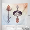 thumbnail image 1 of Occult Tapestry, Boho Elements with Feather and Rocky Mountain Arrow Design, Fabric Wall Hanging Decor for Bedroom Living Room Dorm, 5 Sizes, Sepia Blue, by Ambesonne, 1 of 1