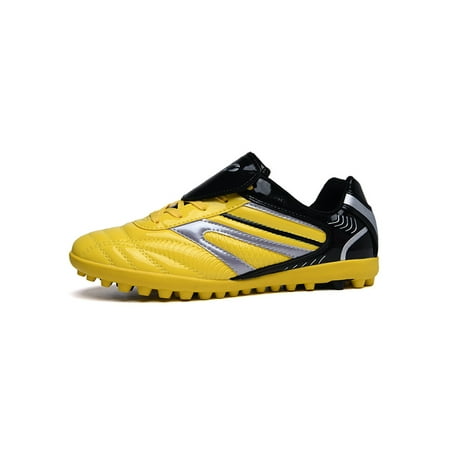 

Wazshop Mens Womens Sneakers Training Football Shoes Lace Up Soccer Cleats Non Slip Comfort Athletic Shoe Girls Boys Lightweight Yellow Short Cleats Style A 7.5