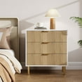 thumbnail image 1 of CABIHOME Commode Naturelle, Commode Moderne à 3 Tiroirs avec Poignée Dorée et Grand Tiroir, Double Commode en Bois pour Chambre, Salon, Bureau, 1 of 6