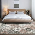 thumbnail image 2 of CAROMIO Area Rugs Washable Rug Boho Moroccan Rug Vintage Non-Slip Rugs Soft Floral Throw Rug, 8' x 10' Gray Pink, 2 of 7