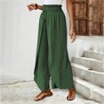 thumbnail image 3 of RFQWOVSR Women's High Waist Wide Leg Linen Pants with Side Split Flowy Boho Summer Casual Trousers S, 3 of 4
