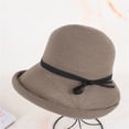 thumbnail image 1 of Sombrero de paja de verano para mujer, sombrero de pescador con lazo rizado simple, sombrero protector solar para mujer, 1 of 5