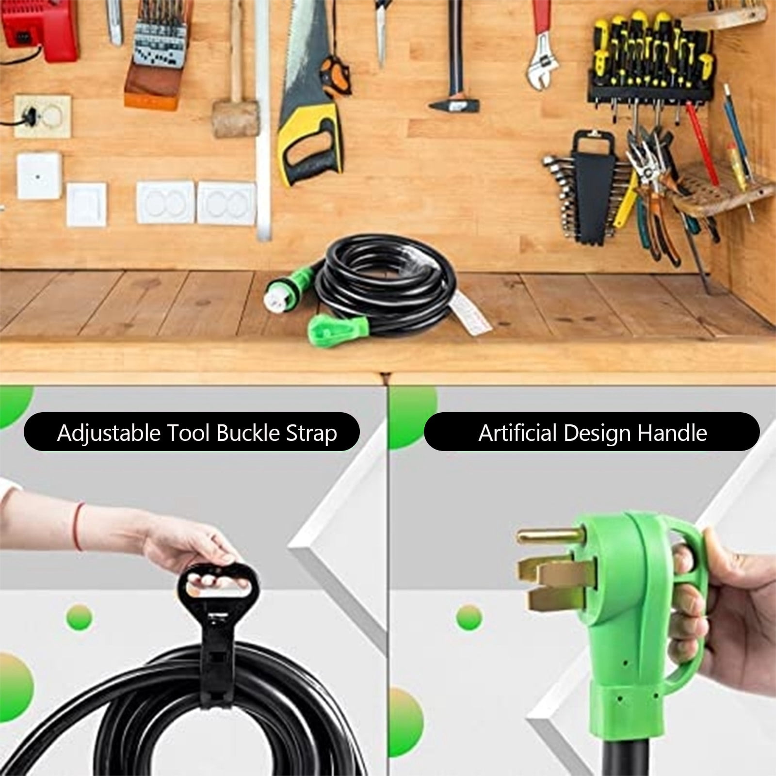TOPTENG Mrolife 50 Amp Generator Cord 25FT with Power Inlet Box, Generator Power Cord,Heavy Duty STW 6/3 + 8/1 Power Cord UL Listed Power Cord NEMA14-50P/SS2-50R & CS6364 Twist Lock Home