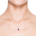 thumbnail image 4 of ANGARA Natural 0.6 Ct. Amethyst with Diamond Solitaire Pendant Necklace in 14K Rose Gold for Women with 18 Inch Chain, 4 of 9