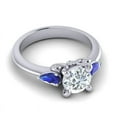 thumbnail image 3 of 2.50 Carat Round Cut Natural Diamond Blue Sapphire Gemstone Unique Three Stone Engagement Ring for her Solid 14K White Gold Size 4 by Diamond-Capitals, 3 of 8
