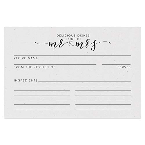 Vintage Newlywed Recipe Cards from Dashleigh, 48 Cards, 4x6 inches, Water Resistant, Double-Sided