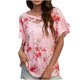 thumbnail image 1 of Camiseta con estampado de manga corta cruzada con cuello en V y temperamento para mujer Top de ocio con volantes sueltos Fridja  bn5291, 1 of 7