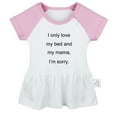 thumbnail image 2 of iDzn I Only Love My Bed And My Mama Funny Dresses For Baby, Newborn Babies Skirts, Infant Princess Dress, 0-24M Kids Graphic Clothes (Pink Raglan Dresses, 6-12 Months), 2 of 5