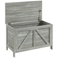 thumbnail image 2 of HOMCOM 19" Farmhouse Storage Chest, Lift Top Box Organizer with Safety Hinge to Open Up 100° for Bedroom, Entryway, Living Room, Gray Grain, 2 of 9