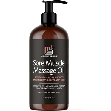 M3 Naturals Sore Arnica Muscle Massage Oil for Massage Therapy | Massage Oil with Collagen, Arnica, and Menthol | Full Body Massage Oil by M3 Naturals