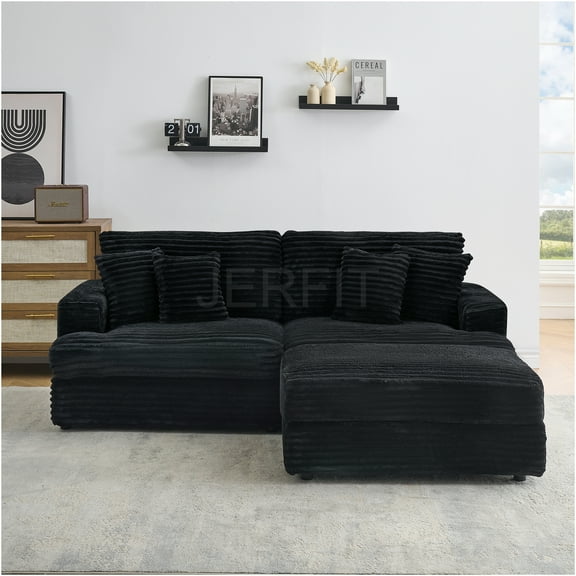 JERFIT 66 inch Pink Corduroy Convertible Sofa Bed for Small Spaces, 2-Seater Sleeper Couch with Sturdy Wood Frame, Comfortable Upholstered Futon for Living Room, Apartment, Bedroom