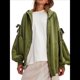 thumbnail image 1 of Sudadera con Capucha Informal de Larga con Cremallera y Bolsillos para Mujer, Talla Grande Verde M, 1 of 7