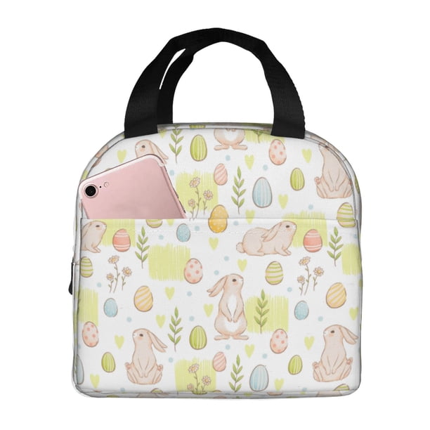 Easygdp Easter Rabbit Bolsa Térmica Premium - Tela Oxford Impermeable, Gran Capacidad, Bolsillo Frontal, Unisex para Trabajo, Escuela, Actividades al Aire Libre y Picnics