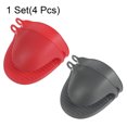 thumbnail image 3 of Uxcell 4pcs Mini Silicone Oven Mitts 110x85x70mm Small Heat Resistant Rubber Air Fryer Gloves, Red Dark Gray, 3 of 6