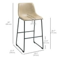 thumbnail image 3 of HOMCOM Tabourets de Bar Ensemble de 2, Tabourets de Bar Hauteur avec Dossier, Beige, 3 of 9