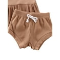 thumbnail image 4 of Qiylii Baby Girls Solid Color Clothes Set, Ruffle Hem Tops+Drawstring Shorts, 4 of 6