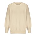 thumbnail image 4 of Lovskoo Sweaters for Women Trendy Casual Solid Color Long Sleeve Round-Neck Sweater Khaki, 4 of 9