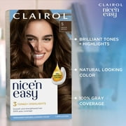 Clairol Nicen Easy Permanent Hair Color Cream, 4 Dark Brown, Hair Dye, 1 Application