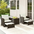 thumbnail image 4 of Costway 5 Piece Patio Rattan Furniture with 2 Ottomans & Tempered Glass Coffee Table Off White, 4 of 10