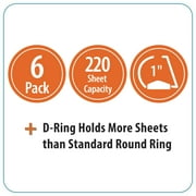 Pen + Gear 1-Inch Durable Binder White 6 Pack