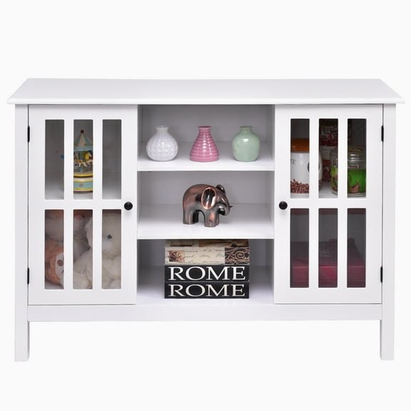 Topbuy Wood TV Stand Free Standing Storage Console Cabinet For 50" TV White
