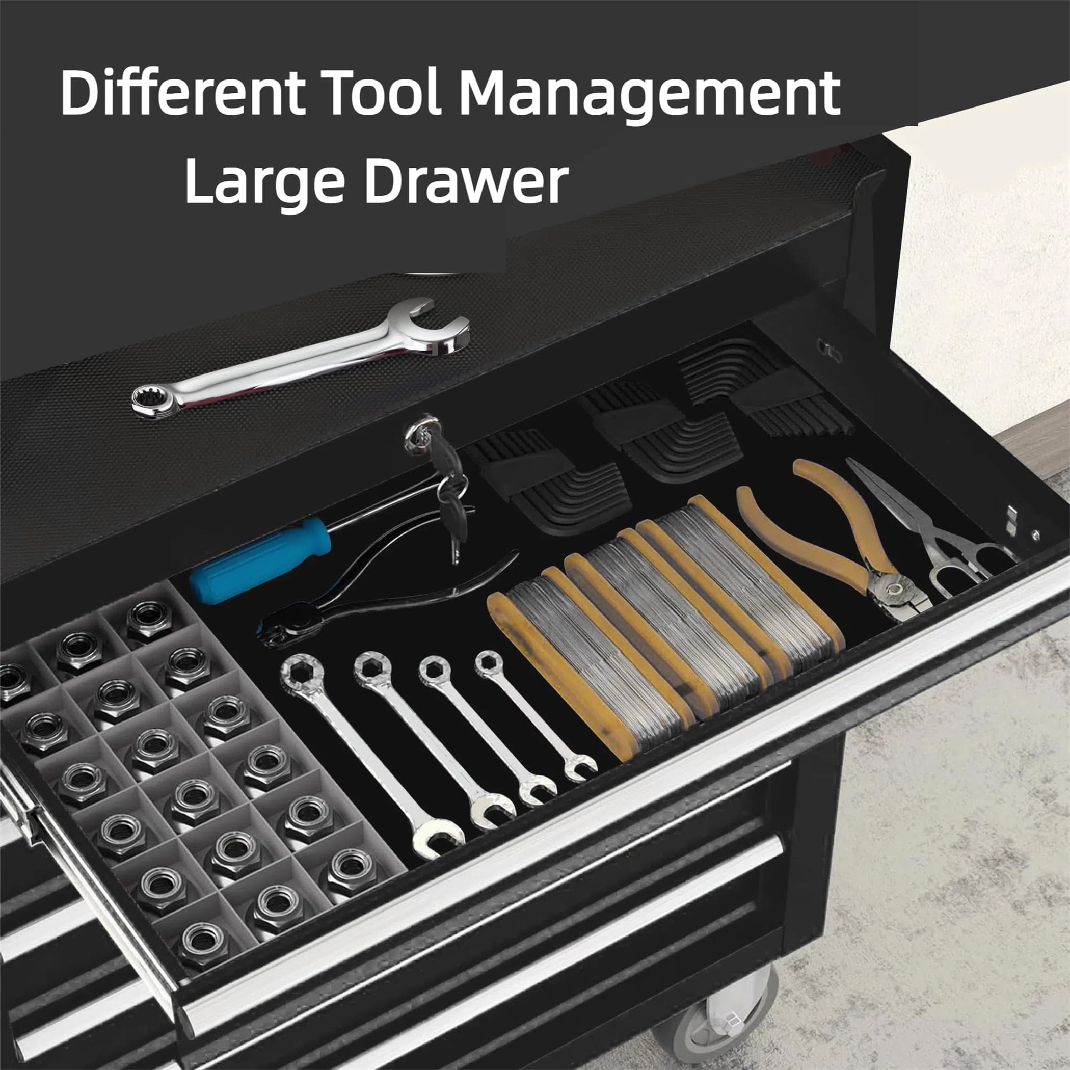 Aukfa Tool Box, 24.5 in 7-Drawer Steel Rolling Tool Chest on Wheels for Workshop Garage, Black